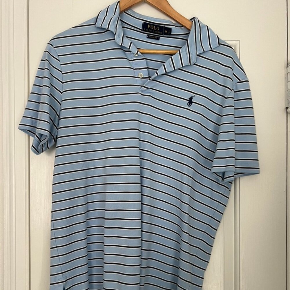 POLO RALPH LAUREN Men's Striped 100% Cotton Classic Fit Stripe Polo SZ M